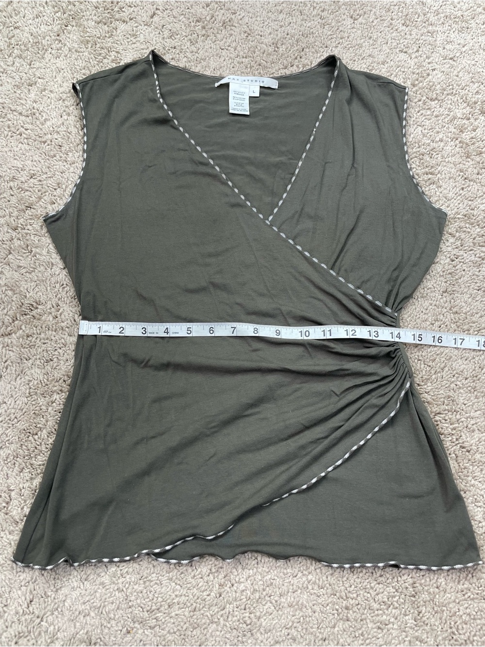 Max Studio Sleeveless V-Neck Wrap Top with Contrast Trim - Picture 7 of 10